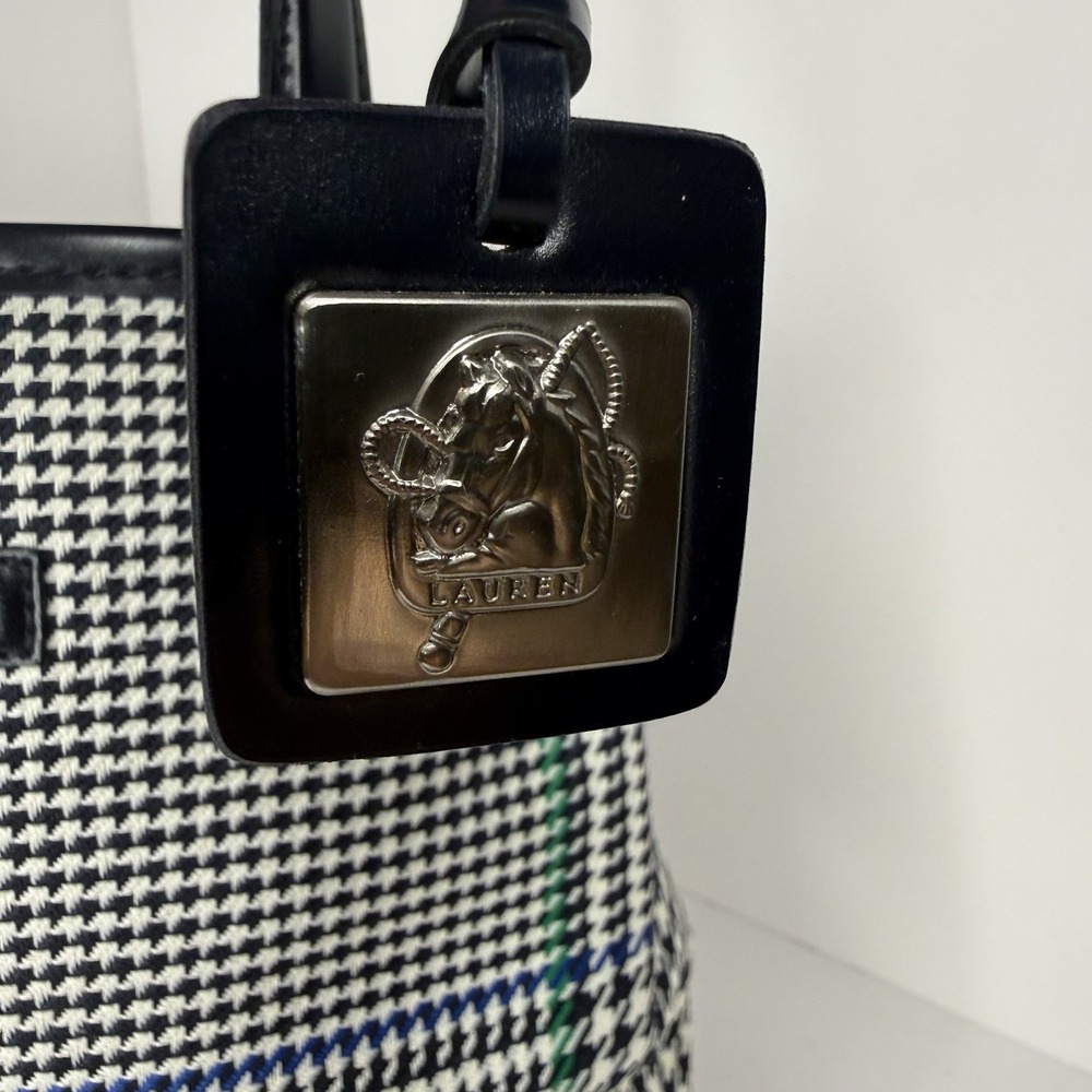 Vintage Lauren Ralph Lauren Houndstooth Mini Tote Bag Black/White Purse Handbag - Picture 4 of 11